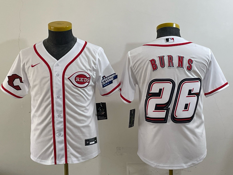 Youth Cincinnati Reds #26 Durns white Nike MLB 2025 Jersey 006